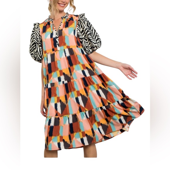 THML Marvelous Mixed Media Midi Dress - Picture 1 of 15